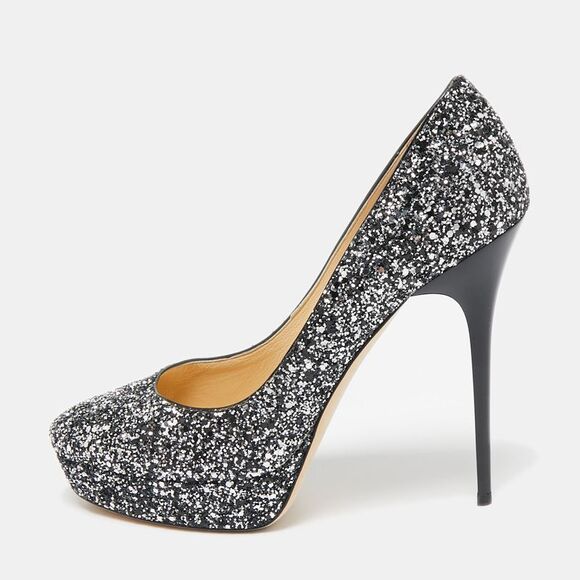 Jimmy Choo Silver/black Glitter Cosmic Platform Pumps Size 39.5,New Products : American Fashion Style Bags On Sale